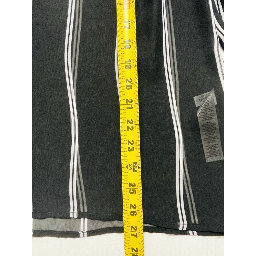 Chico's Top Womens 1 Medium 8 Black White Stripe Nautical Preppy Sheer Old Money - Picture 9 of 14